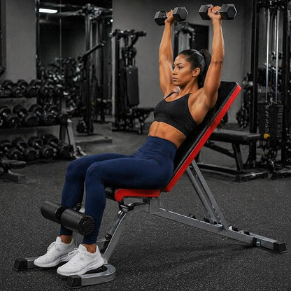 HULKFIT Adjustable Folding Weight Bench, Heavy Duty Workout Bench with Multiple Backrest Positions, Stable Incline Decline Flat Exercise Bench for Full Body Strength Training at Home Gym