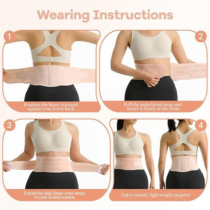 Ultra Thin Back Brace with 3D Lumbar Pad for Lower Back Pain Relief, SuMade Breathable Unisex Lumbar Support Invisible Adjustable Lower Back Support Brace for Sciatica Scoliosis, Pink,S(WAIST:26"-28")