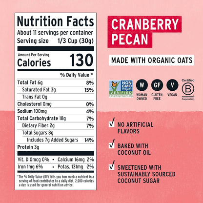 Purely Elizabeth, Cranberry Pecan, Ancient Grain Granola, Gluten-Free, Non-GMO, 12 Oz Bags (Pack of 3)
