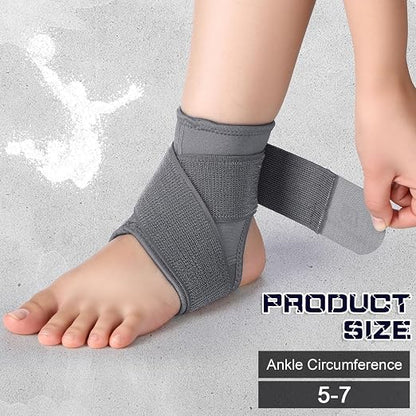 Honoson 2 Pcs Ankle Brace Kid Ankle Support Youth Neoprene Lace up Compression Sleeve Foot Brace Stabilizer with Adjustable Strap for Sport Sprained Plantar Fasciitis Achilles Tendonitis(Grey,M)