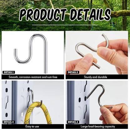 Blulu 10 Pcs 2'' Long Shed Hooks Shed Accessories for Hanging Heavy Duty Individual Utility Hooks Universal Wall Mounted J Utility Hangers for Tools Shovels Rakes Storage (Silver)