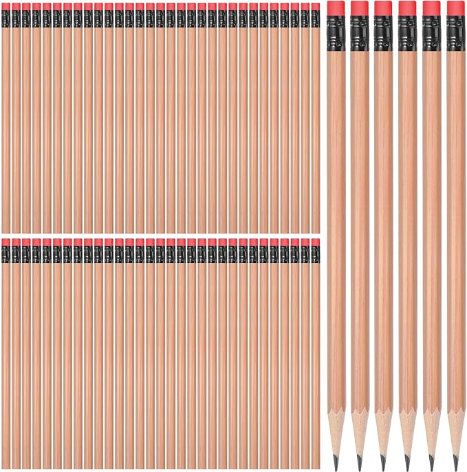 TecUnite 120 Pcs #2 HB Pencils with Eraser,Wood Color
