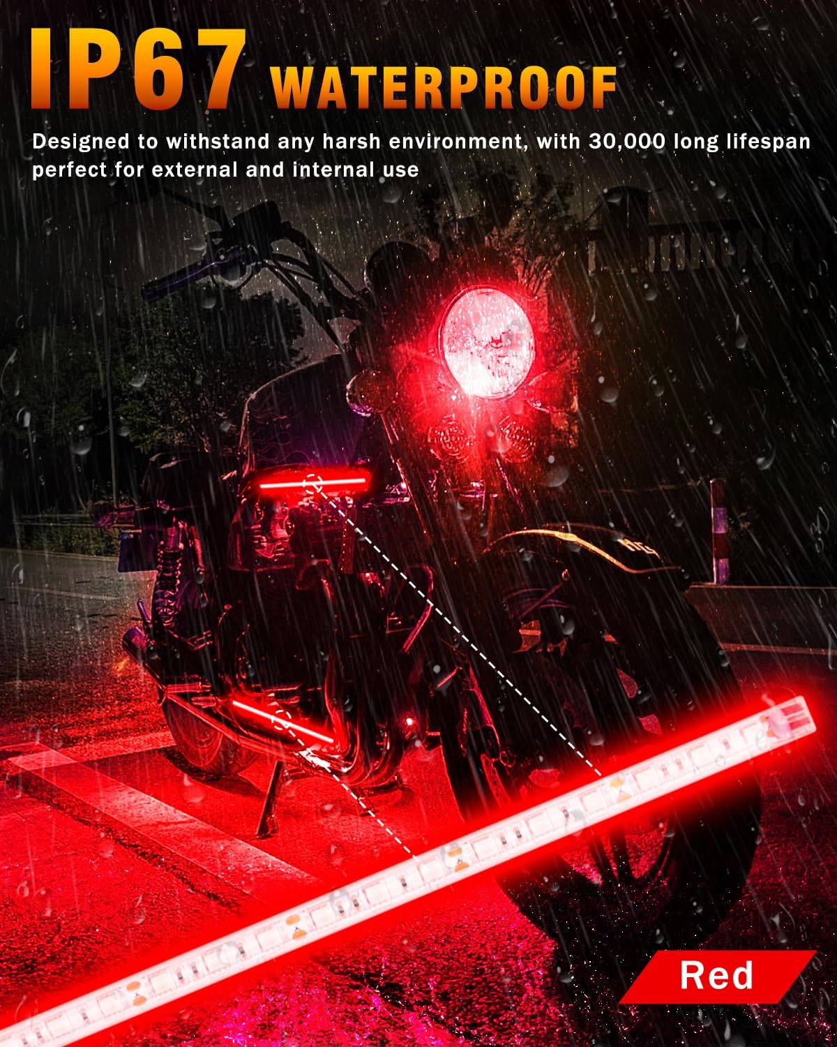 Qasim Car LED Strip Light 12V Red 12.5''/32CM for Golf Cart Underglow Boats Vehicle Automotive Truck Van Motorcycle Footwell Lighting IP67 Waterproof, Pack of 6
