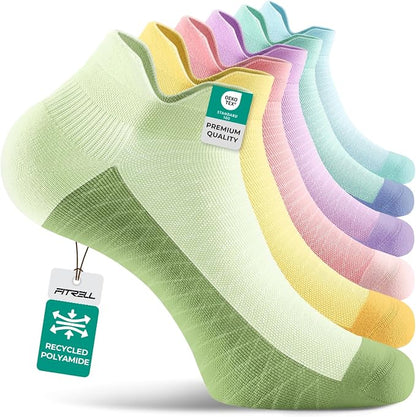 FITRELL Ankle Compression Socks for Women & Men - 5/6 Pairs Cushioned Arch Support Running Socks, Plantar Fasciitis Relief