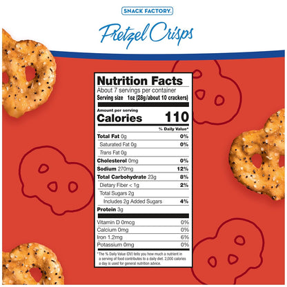 Snack Factory Everything Pretzel Crisps, Non-GMO, 7.2 OZ Resealable Bag