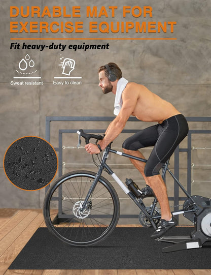 Treadmill Mat, 5'x2.5'/5.6'x2'/6.5'x3'/8'x3',6mm Thickness Exercise Equipment Mat for Carpet Hardwood Floors, Compatible with Walking Pad,Spin Bike,Elliptical Trainer,Rowing Machine