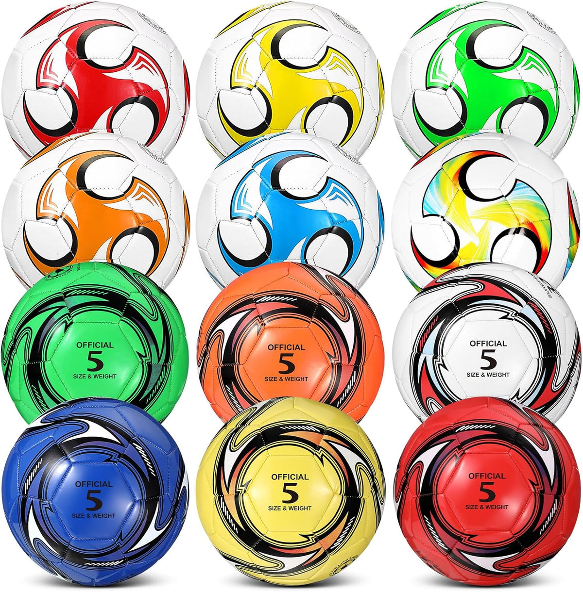 12 Pcs Soccer Balls for Teen Adult Bulk Deflated Soccer Ball with Pump Size 5 Indoor Outdoor Training Practice for School Sports Game Birthday Gifts Party Back to School