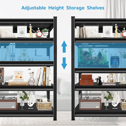 2750LBS Garage Storage Shelves Heavy Duty, 48" W x 18" D x 78" H,5-Tier Garage Shelving Heavy Duty, Industrial Metal Shelving Units for Garage, Basement,Fish Tank,Black