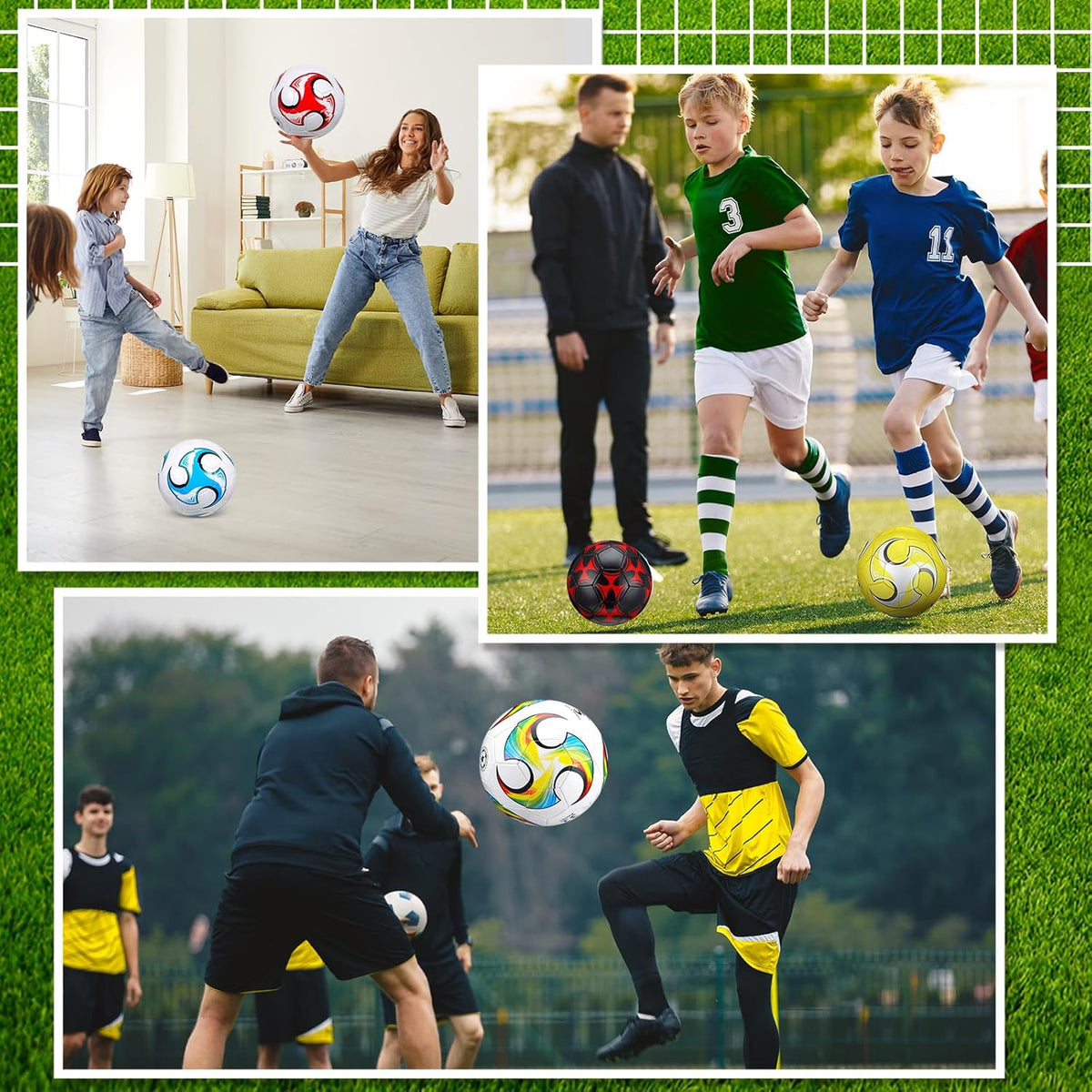 Lenwen 12 Pcs Soccer Balls with Pump Bulk Official Size 5 4 3 Kids Teen Adult Indoor Outdoor Sports Soccer Ball Toddler Youth Gift for Training Game Practice Christmas Operation