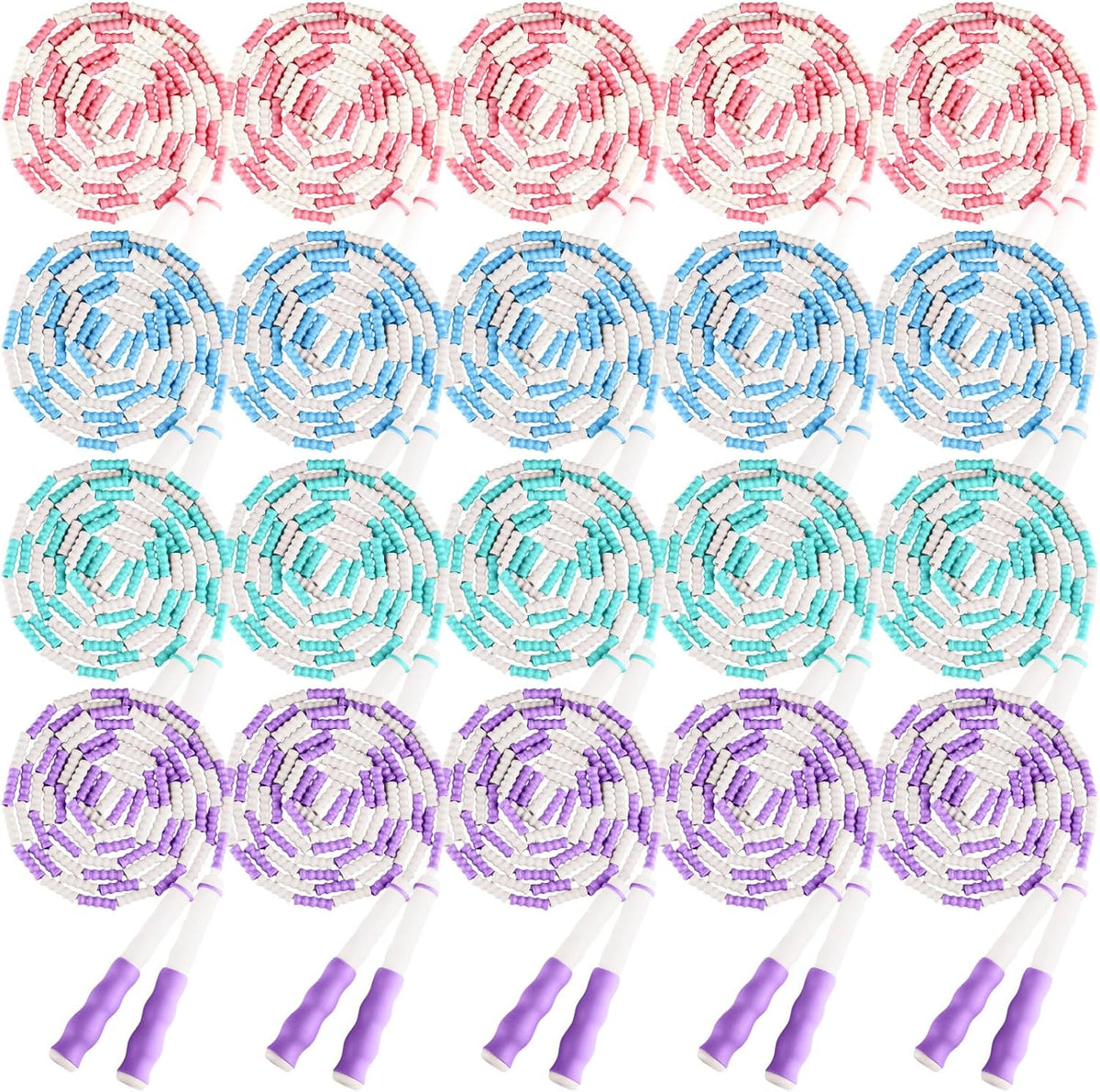 Yunsailing 20 Pack Jump Ropes for Adults Kids, 9.2 Feet Adjustable Length Free Segmented Skipping Rope Bulk Soft Beaded Jumping Ropes for Women Men Exercise Training Workout Weight Loss