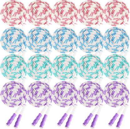 Yunsailing 20 Pack Jump Ropes for Adults Kids, 9.2 Feet Adjustable Length Free Segmented Skipping Rope Bulk Soft Beaded Jumping Ropes for Women Men Exercise Training Workout Weight Loss