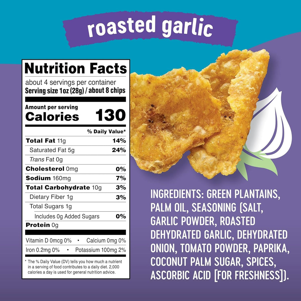 Solula Plantain Crisps Authentic Tostones, Roasted Garlic, 4 Ounce (Pack of 3), Kettle Cooked Chips, Gluten Free, Paleo Friendly, Grain Free, Vegan