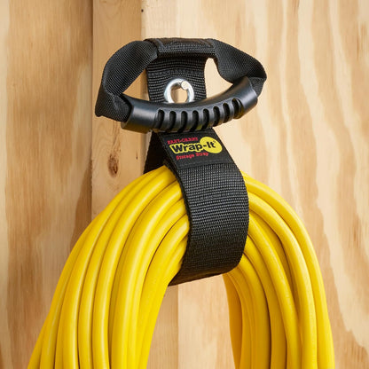 Easy-Carry Wrap-It Storage Straps - 17" (2-Pack) Black with Grommet - Extension Cord Organizer with a Handle for Cable and Hose Storage