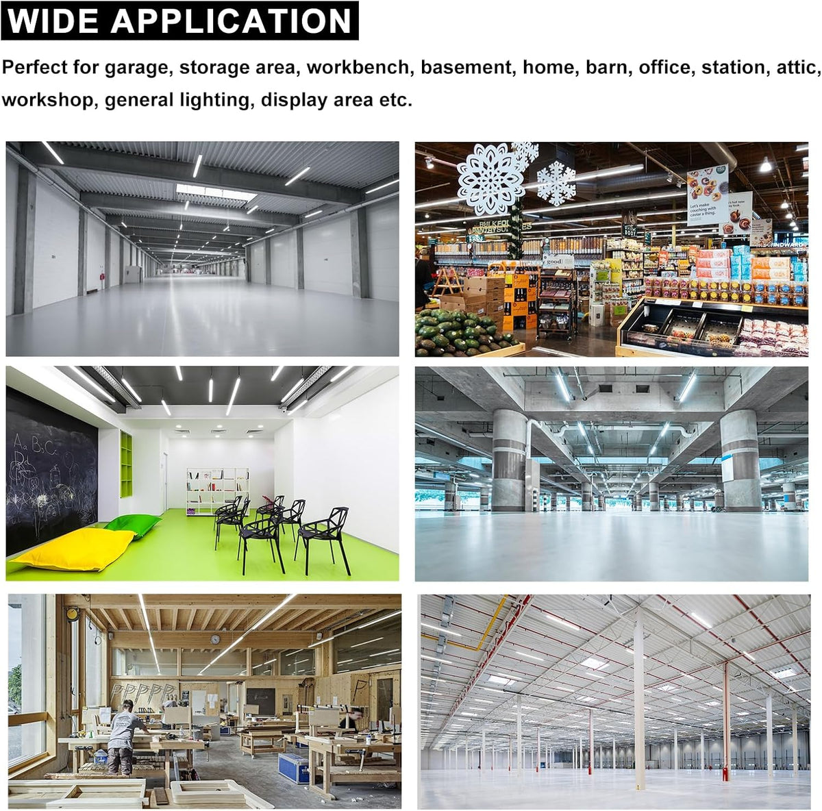 LED Shop Lights - 4FT 50W LED Light Fixture, 4 Foot High Output 7750Lumen, 6000K, Clear Cover, V-Shape Linkable, Plug and Play, T8 LED Tube Light for Garage, Workshop (10 Pack)