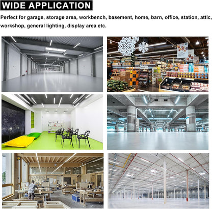 LED Shop Lights - 4FT 50W LED Light Fixture, 4 Foot High Output 7750Lumen, 6000K, Clear Cover, V-Shape Linkable, Plug and Play, T8 LED Tube Light for Garage, Workshop (10 Pack)