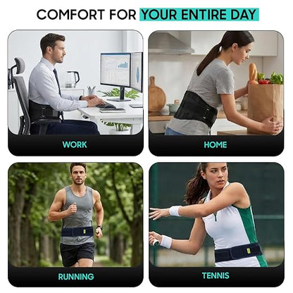 Lower Back Brace for Women and Men, Adjustable Back Brace with Back Support Belt and Back Support Brace, Slim Breathable Lumbar Support for Daily Stability, Back Braces L/XL(Waist:42''-52'')