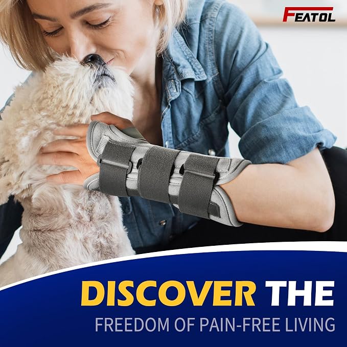 FEATOL Wrist Brace Splint Carpal Tunnel for Women Men, Night Wrist Sleep Support Brace, Right Hand, Large/X-Large, Pain Relief for Sprain, Arthritis, Tendonitis