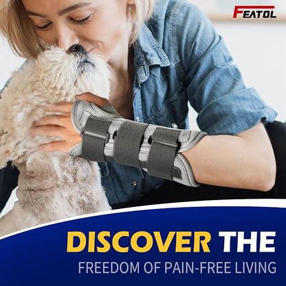 FEATOL Wrist Brace Splint Carpal Tunnel for Women Men, Night Wrist Sleep Support Brace, Right Hand, Large/X-Large, Pain Relief for Sprain, Arthritis, Tendonitis