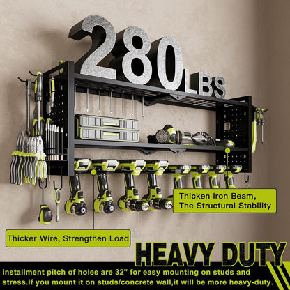 Power Tool Organizer Wall Mount,Cordless Drill Hanger Storage Rack 8 Drill Holder,3 Layers Heavy Duty Power Tool Storage Rack (Black)