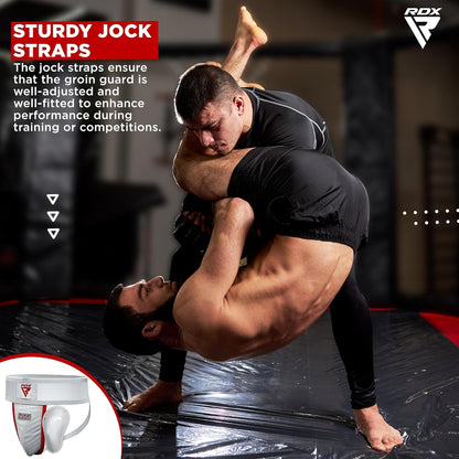 RDX Groin Protector Cup Men, Boxing Kickboxing MMA Muay Thai Sparring Groin Guard, Ventilated Adjustable,Karate Fighting Training, Underwear Jiu Jitsu BJJ Protection, Boys Youth