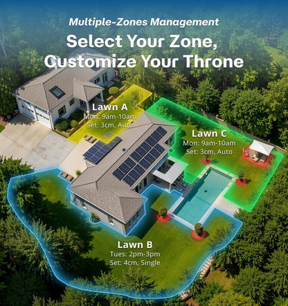 Robot Lawn Mower No Wire T1200Pro 2025 with L-Shape Wall Mount Rod, Automatic Robot Mower, Ride-on Edge Mowing, Multiple Zones Management, AI Obstacle Avoidance, for Lawn Up to 0.37 Acre
