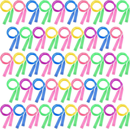 Elcoho 48 Packs Kids Jump Rope Set 7.3 Feet Adjustable Skipping Rope Colorful Kids Outdoor Jump Ropes for Kids Party Favors Outdoor Activity Birthday Reward Gift