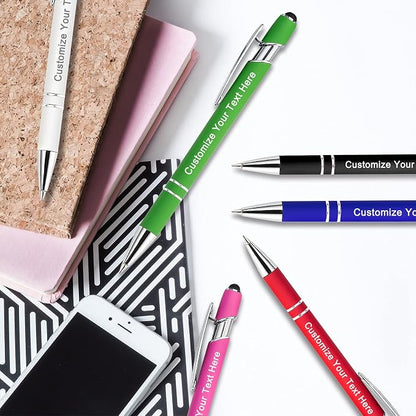 Qingxily Up to 300 Pcs Custom Pens Bulk,Personalized Pens with Free Engraving,Customized Stylus Ballpoint Pens with Your Name,Text,Message for Business,Graduation,Anniversaries-Colorful Pens 120 Pcs