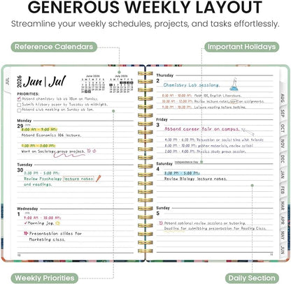 Planner 2026-2027, Monthly & Weekly Jul 2026-Jun 2027 Planner Calendar
