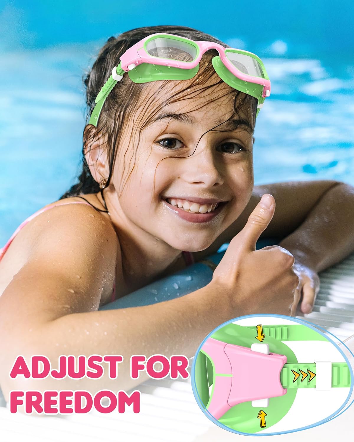 Kids Swim Goggles,Swimming Goggles for Kids 6-14, Anti-Fog UV Protection Pool Glasses for Boys Girls
