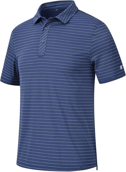 Tyhengta Men's Striped Shirt Short Sleeve Golf Polo Shirts