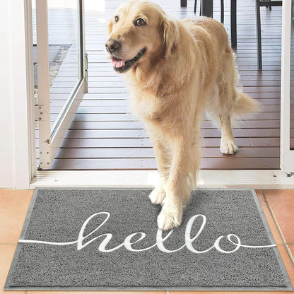 EARTHALL Door Mat Outside Inside Hello Doormat, 36"x24", Durable Floor Mat Non Slip Mat Ultra Absorb Mud Easy Clean Front Doormat for Garage, Entryway, Patio, High Traffic Areas, Grey