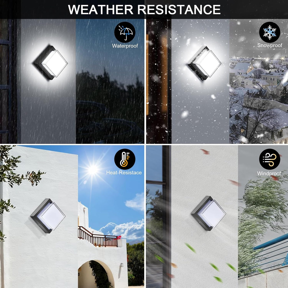 Exterior Wall Lights, Modern Waterproof Outdoor Wall Mount Lighting, Black Square Small Led Porch Light with Anti-Rust 6000K Daylight 12W for Garage, Entryway,House