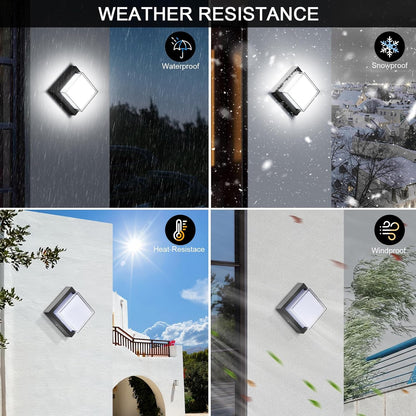 Exterior Wall Lights, Modern Waterproof Outdoor Wall Mount Lighting, Black Square Small Led Porch Light with Anti-Rust 6000K Daylight 12W for Garage, Entryway,House