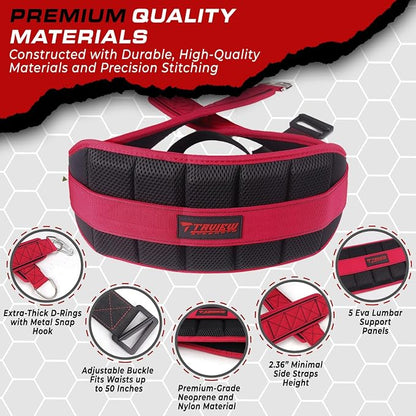 Belt for Belt Squats, Rack Attachment & Squat Machine, Weight Lifting&Powerlifting – Back Support, Low-Profile, Padded Hip & Thigh, Secure Buckle, Heavy Duty