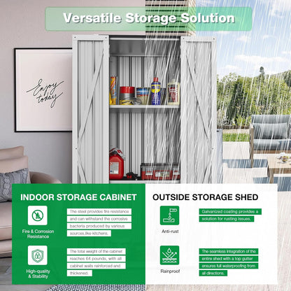 AECOJOY Outdoor Storage Cabinet Waterproof with Shelves, Vertical Tall Outdoor Cabinet Weatherproof, Garden Sheds & Outdoor Storage Clearance Cabinet Storage for Outside in White