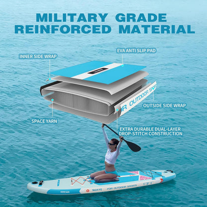 Inflatable Stand Up Paddle Board – Durable SUP for Adults & Youth,33" Wide Blow Up Paddle Board with Paddle, Pump, Backpack,Leash – All Around Stable for All Skill Levels, Carries up to 450 lbs