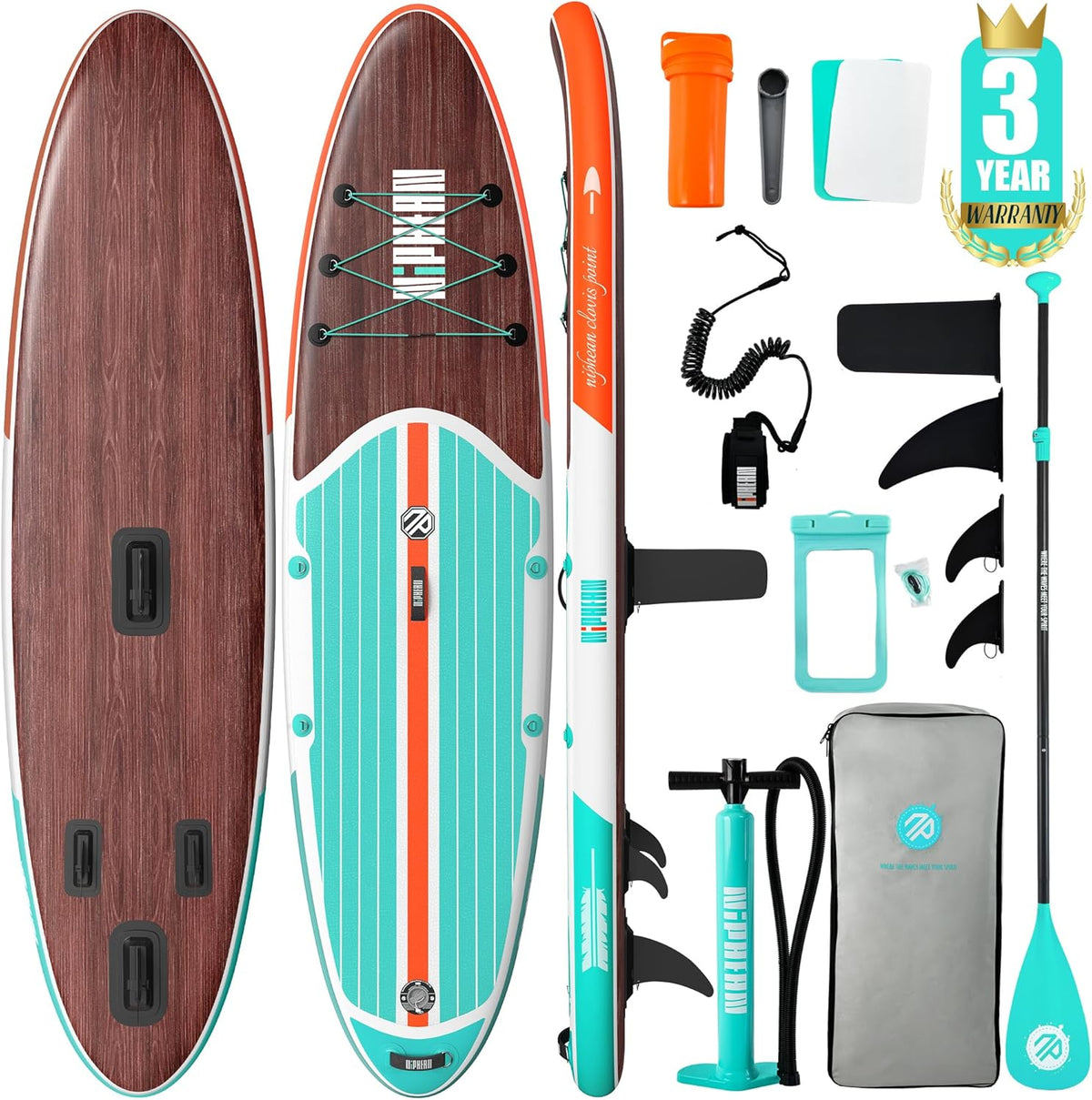 Niphean Inflatable Stand Up Paddle Board with SUP Accessories, Anti-Slip EVA Deck, 10’6’’ Inflatable Paddle Boards for Adults & Youth of All Skill Levels