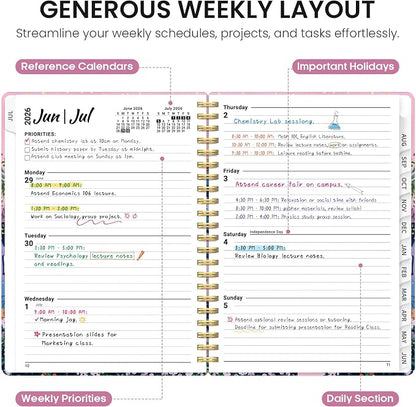 Academic Planner 2026-2027, Jul 2026-Jun 2027 Monthly & Weekly Planner