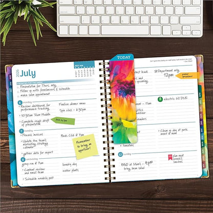 HARDCOVER Academic Year 2026-2027 Planner: 14 Months (May 2026 Through June 2027) 8.5"x 11" Daily Weekly Monthly Planner Yearly Agenda. Bookmark, Pocket Folder and Sticky Note Set (Rainbow Petals)