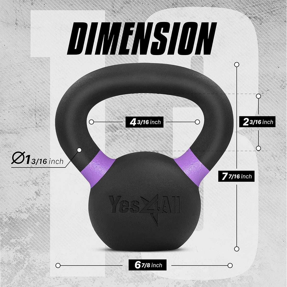 Yes4All Powder Coated Cast Iron Kettlebell Strength Training Kettlebells Weight Set for Full Body Workout, Home Gym