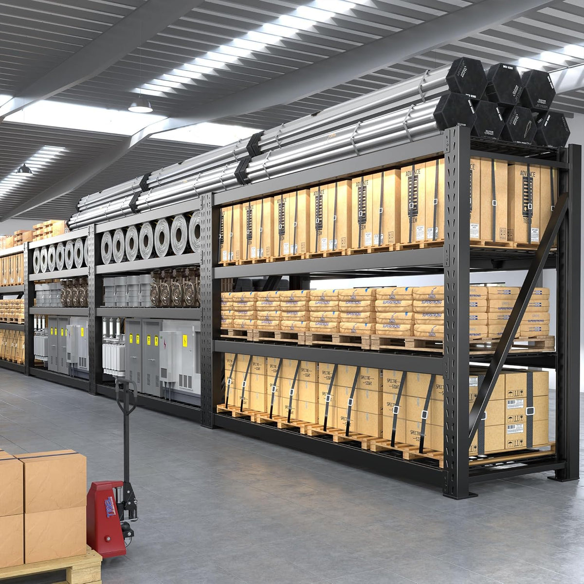 Bepatio 77" W Storage Shelves Heavy Duty Garage Shelving 8000LBS 4 Tier Metal Shelving Unit, Adjustable Shelves, Steel Industrial Shelving for Basement Warehouse Commercial,77" W*24" D*72”H,Black