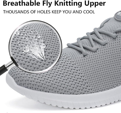 WXQ Men's Running Shoes Comfortable Lightweight Breathable Walking Shoes Mesh Workout Casual Sports Shoes