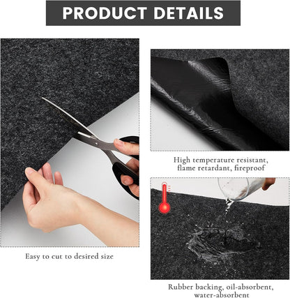 4 Pcs 36 x 60 Inch Oil Spill Mat for Driveway Garage Under Car Leaks Absorbent Oil Pad, Black Rubber Mat Garage Floor Protecting with Waterproof Backing, Reusable, Washable, Non Slip