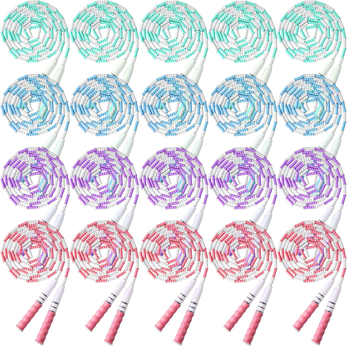 Yunsailing 20 Pack Jump Ropes for Adults Kids, 9.2 Feet Adjustable Length Free Segmented Skipping Rope Bulk Soft Beaded Jumping Ropes for Women Men Exercise Training Workout Weight Loss