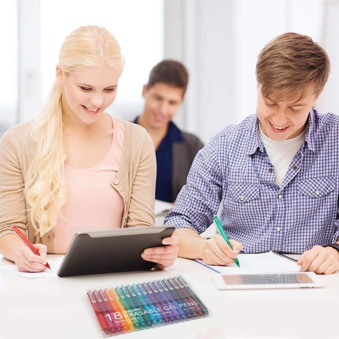 Vanstek 18 Colors Retractable Erasable Gel Pens Clicker, Fine Point(0.7), Make Mistakes Disappear, Premium Comfort Grip for Drawing Writing Planner and Crossword Puzzles