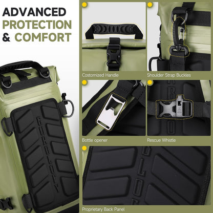 Motorcycle Saddle Bag, 30L Waterproof Motorcycle Tail Bag, 2 Size and 3 Color Options Travel Bag, PVC Bag, Rear Seat Bag, Field Green GT-30GN