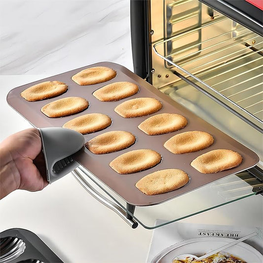 Madeleine Pans for Baking (2-Pack) 12 cup Madlen Mold Makes Shell Shape Cake Cookies Nonstick Carbon Steel Madeline Tray for Oven Gold