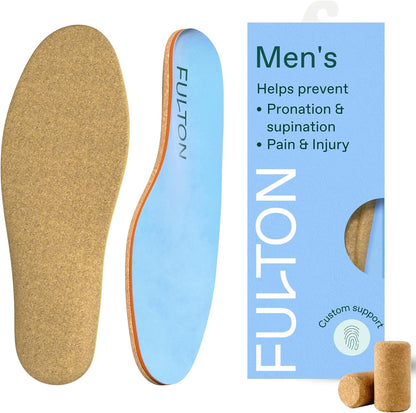 Fulton Men's Shock Absorbing Insoles with High Impact Arch Support - Custom Molding Cork Inserts Alleviate Plantar Fasciitis & Foot Fatigue- Athletic Running Insoles for Men (Men's Wide Size 13.5-14)