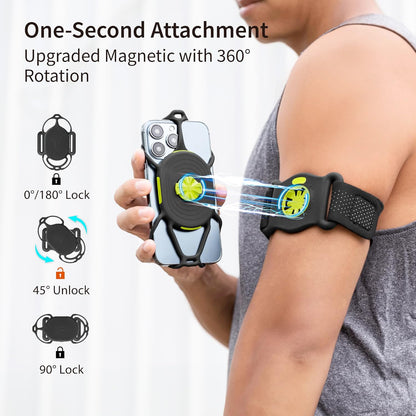 BONE Run Tie Connect Kit 2 Magnetic, Magnetic Running Phone Holder, Detachable & 360° Rotatable Sport Armband, Skin-Friendly Silicone Phone Carrier for Most Smartphones (Quick Release Kit)