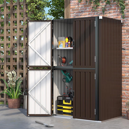 AECOJOY Outdoor Storage Cabinet Waterproof with Shelves, Large Brown Lockable Outdoor Cabinet, Tall Vertical Storage Cabinet Shed Weatherproof Outdoor Cabinets Garden Sheds & Outdoor Storage Clearance